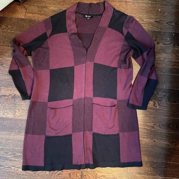 Lily Morgan Cozy Burgundy Red and Black Sweater Dress-Size XL - Picture 1 of 8